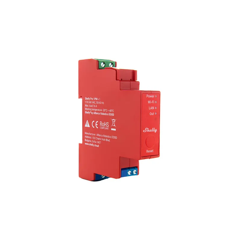 Shelly Pro 1PM DIN Rail Switch with Power measurement, 1 channel, WiFi/LAN